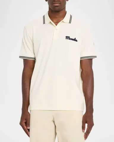 Moncler Men's Logo Script Short Sleeve Polo | Thumbnail 4
