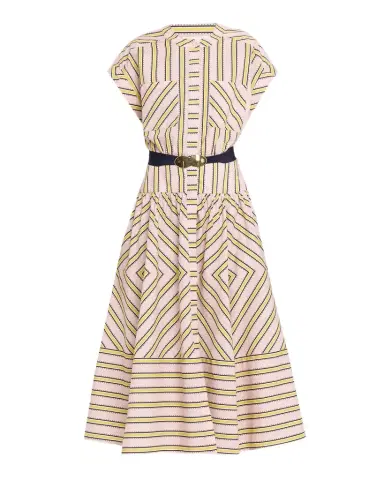 Silvia Tcherassi Macarena Striped Short-Sleeve Midi Shirtdress | Thumbnail 1