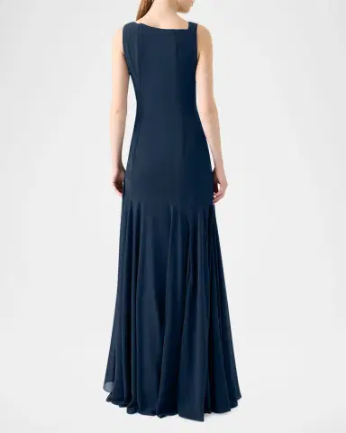 Akris Studded Sleeveless Asymmetric Flared Maxi Dress | Thumbnail 3 Akris Studded Sleeveless Asymmetric Flared Maxi Dress | Thumbnail 3