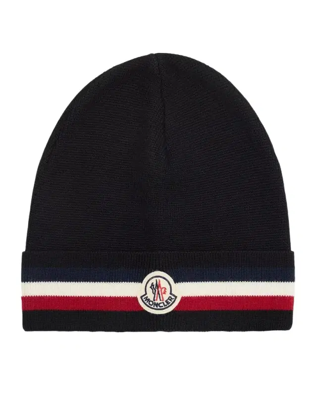 Moncler Men 's Wool Tricolor Wool Knit Beanie Hat