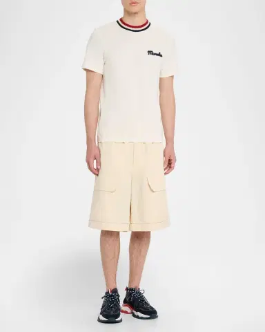 Moncler Men's Jersey Stripe-Ribbed Crewneck T-Shirt | Thumbnail 2