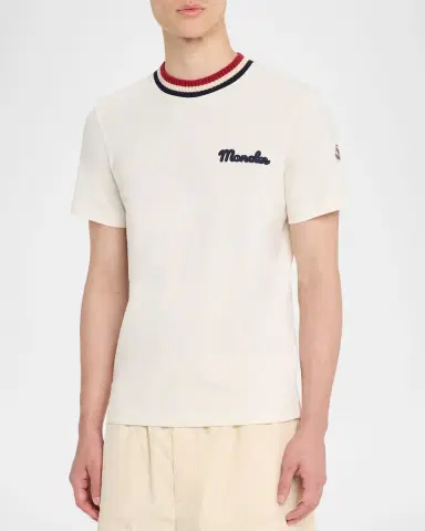 Moncler Men's Jersey Stripe-Ribbed Crewneck T-Shirt | Thumbnail 4