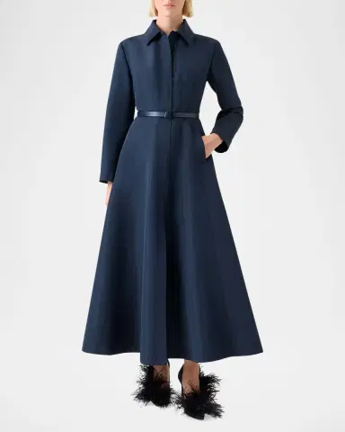 Akris Ottoman Silk Belted A-Line Midi Shirtdress | Thumbnail 2