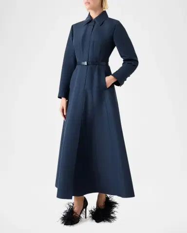 Akris Ottoman Silk Belted A-Line Midi Shirtdress | Thumbnail 4