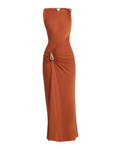 Bottega Veneta Drop Detail Gathered Matte Crepe Jersey Maxi Dress | Thumbnail 1