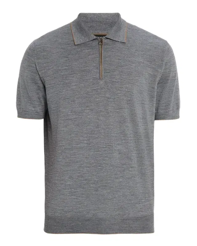 Men 's Quarter-Zip Short Sleeve Polo Sweater