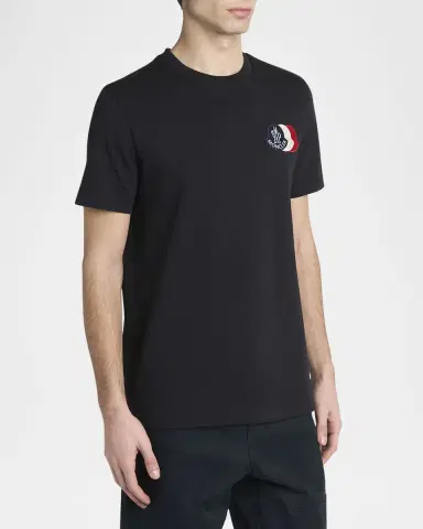 Moncler Men's Cotton Triple Logo Patch Crewneck T-Shirt | Thumbnail 4 Moncler Men's Cotton Triple Logo Patch Crewneck T-Shirt | Thumbnail 4