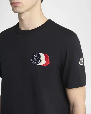 Moncler Men's Cotton Triple Logo Patch Crewneck T-Shirt | Thumbnail 5 Moncler Men's Cotton Triple Logo Patch Crewneck T-Shirt | Thumbnail 5