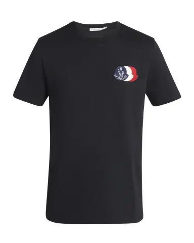 Moncler Men's Cotton Triple Logo Patch Crewneck T-Shirt | Thumbnail 1 Moncler Men's Cotton Triple Logo Patch Crewneck T-Shirt | Thumbnail 1