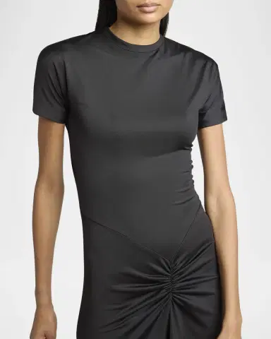 Victoria Beckham Gathered Drop-Waist Midi T-Shirt Dress | Thumbnail 5 Victoria Beckham Gathered Drop-Waist Midi T-Shirt Dress | Thumbnail 5