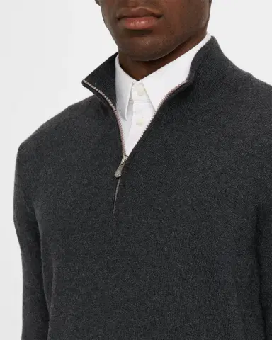 Brunello Cucinelli Men's Cashmere Quarter-Zip Sweater | Thumbnail 5