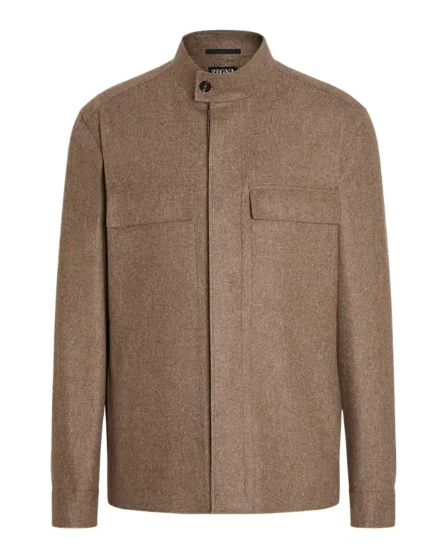 Men's Melange Cashmere Overshirt with Pockets