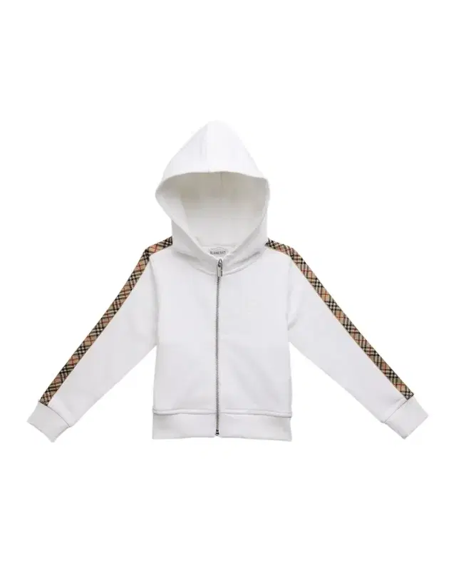 Girl 's Elin Check Tape Zipped Hoodie, Size 3-14