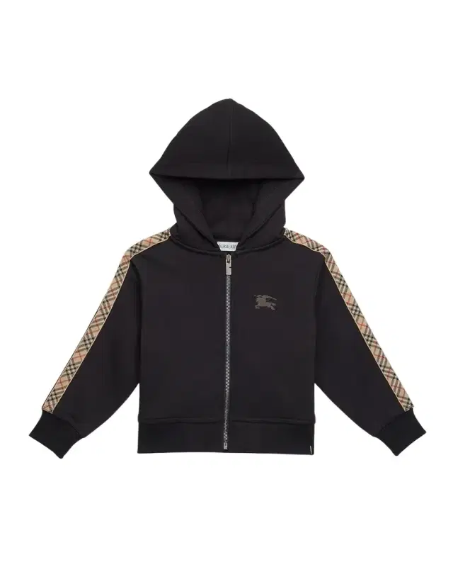 Burberry Boy 's Clyde Check Tape Zip-Front Hoodie, Size 3-12