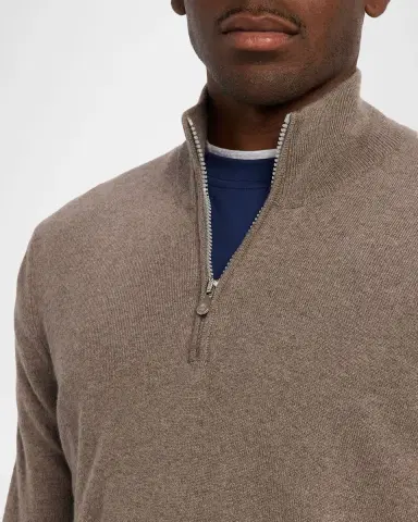 Brunello Cucinelli Men's Cashmere Quarter-Zip Sweater | Thumbnail 5