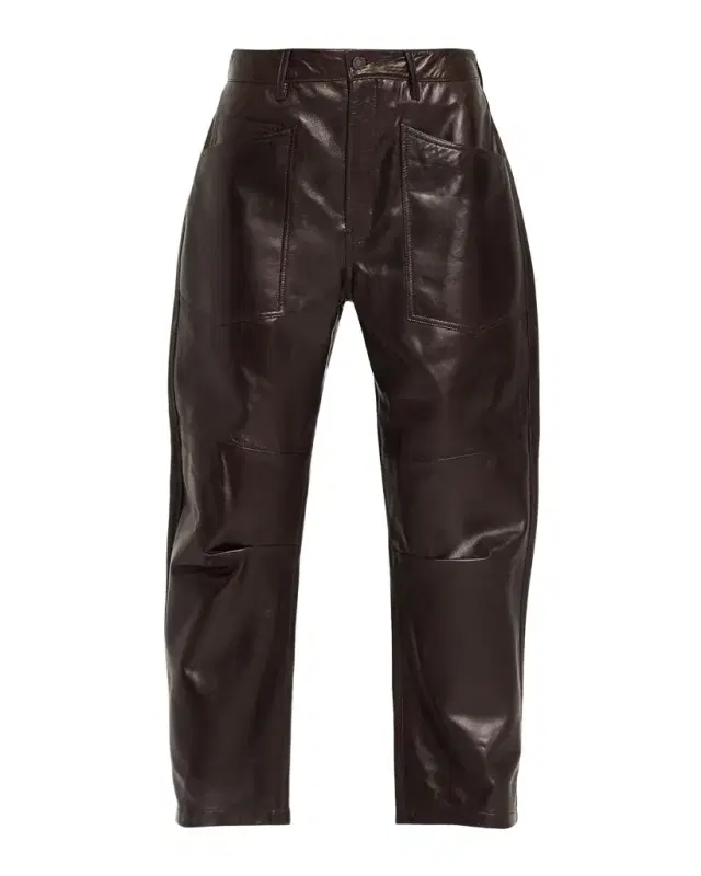 Nili Lotan Shon Leather Barrel-Leg Ankle Pants