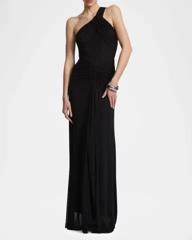 BCBGMAXAZRIA Twist Hot-Fix One-Shoulder Gown | Thumbnail 2 BCBGMAXAZRIA Twist Hot-Fix One-Shoulder Gown | Thumbnail 2