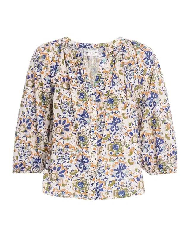 Apiece Apart Mitte Floral-Print Organic Cotton Voile Top