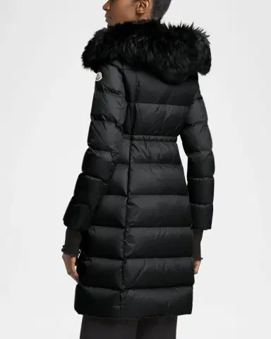 Moncler Boedic Long Down Coat with Detachable Shearling Trim | Thumbnail 3
