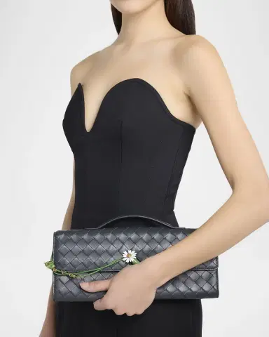 Bottega Veneta Andiamo Flower-Embellished Leather Clutch Bag | Thumbnail 6