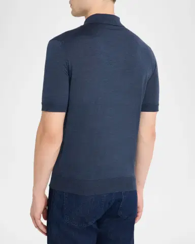 Isaia Men's Multi-Stripe Wool Quarter-Zip Polo Sweater | Thumbnail 3 Isaia Men's Multi-Stripe Wool Quarter-Zip Polo Sweater | Thumbnail 3