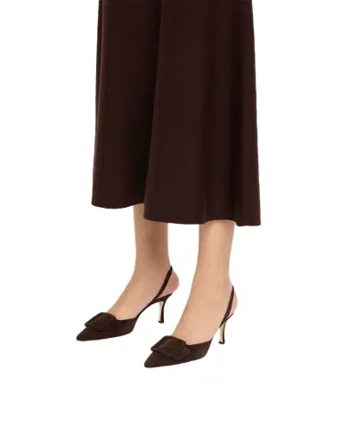 Manolo Blahnik Maysli Suede Buckle Halter Pumps | Thumbnail 1 Manolo Blahnik Maysli Suede Buckle Halter Pumps | Thumbnail 1