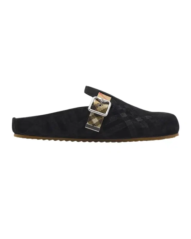 Burberry Men 's Urchin Suede Check-Strap Clogs