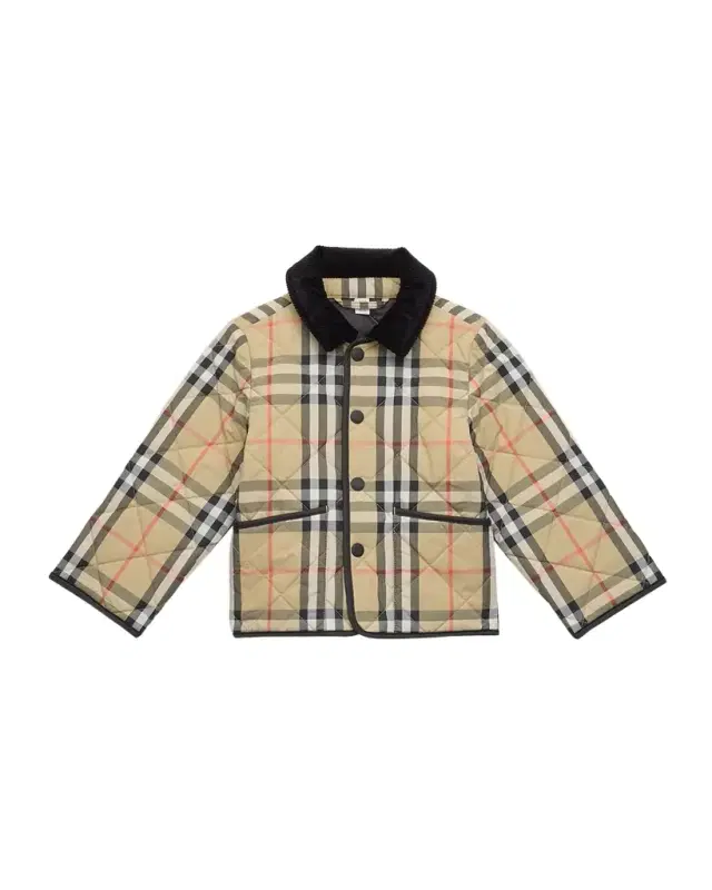 Burberry Boy 's Milo Check Quilted Jacket, Size 12M-2T