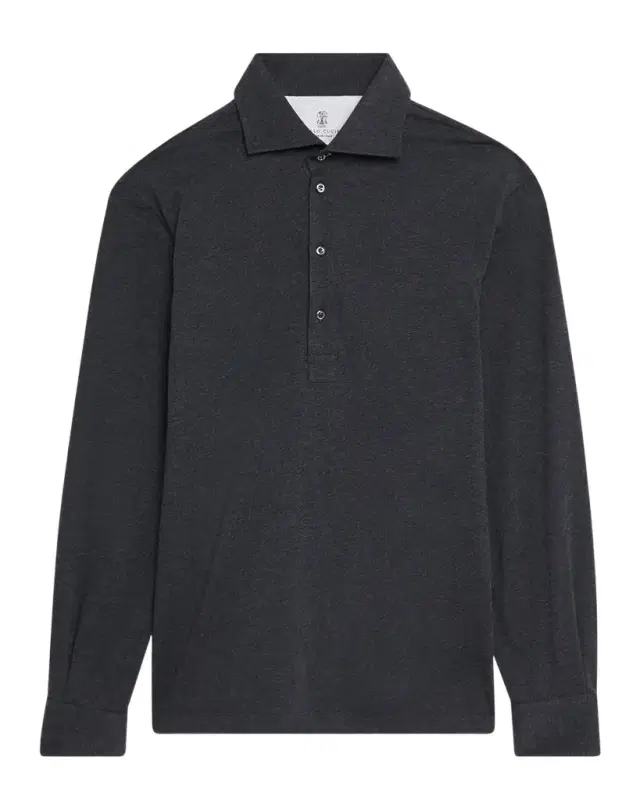 Brunello Cucinelli Men 's Cotton Long-Sleeve Polo Shirt