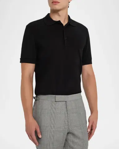 Tom Ford Men's Lyocell Pique Polo Shirt | Thumbnail 4