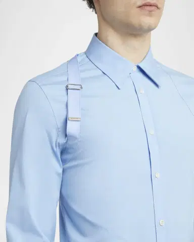 McQueen Men's Logo-Tape Harness Dress Shirt | Thumbnail 4