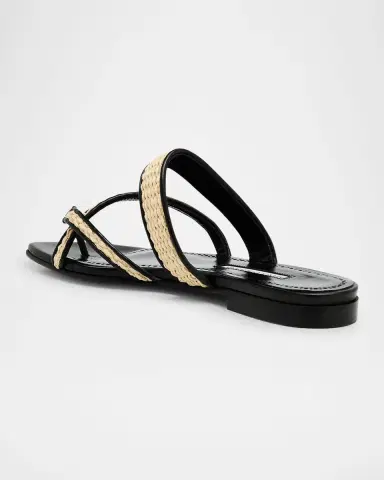 Manolo Blahnik Susara Woven Flat Slide Sandals | Thumbnail 4