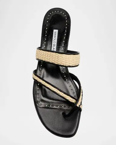 Manolo Blahnik Susara Woven Flat Slide Sandals | Thumbnail 6
