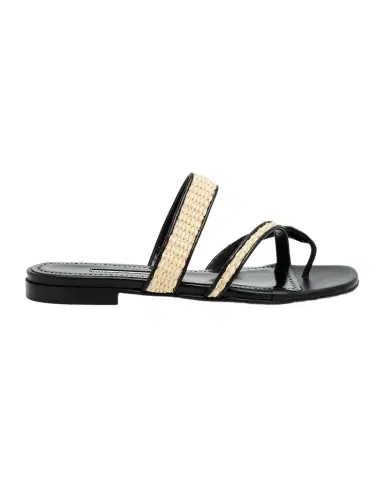 Manolo Blahnik Susara Woven Flat Slide Sandals | Thumbnail 1