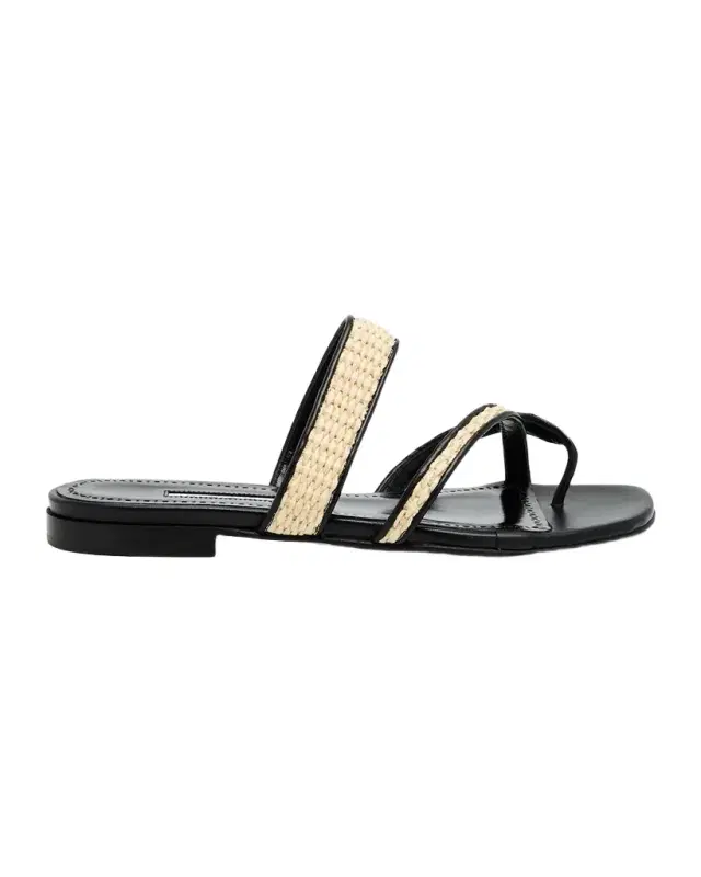 Manolo Blahnik Susara Woven Flat Slide Sandals