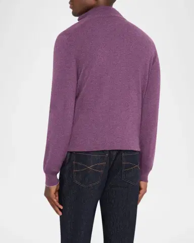 Brunello Cucinelli Men's Cashmere Quarter-Zip Sweater | Thumbnail 3