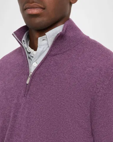 Brunello Cucinelli Men's Cashmere Quarter-Zip Sweater | Thumbnail 5