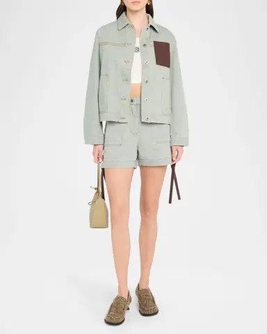 Loewe Anagram Leather Pocket Workwear Jacket | Thumbnail 2 Loewe Anagram Leather Pocket Workwear Jacket | Thumbnail 2