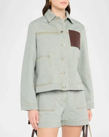 Loewe Anagram Leather Pocket Workwear Jacket | Thumbnail 4 Loewe Anagram Leather Pocket Workwear Jacket | Thumbnail 4