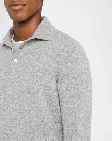 Brunello Cucinelli Men's Premium Cashmere Polo Sweater | Thumbnail 5 Brunello Cucinelli Men's Premium Cashmere Polo Sweater | Thumbnail 5