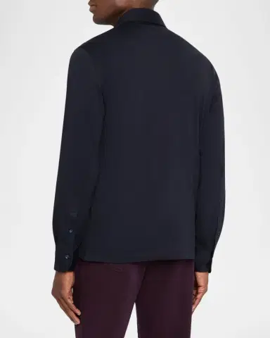 Brunello Cucinelli Men's Cotton Long-Sleeve Polo Shirt | Thumbnail 3 Brunello Cucinelli Men's Cotton Long-Sleeve Polo Shirt | Thumbnail 3