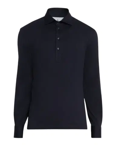 Brunello Cucinelli Men's Cotton Long-Sleeve Polo Shirt | Thumbnail 1 Brunello Cucinelli Men's Cotton Long-Sleeve Polo Shirt | Thumbnail 1