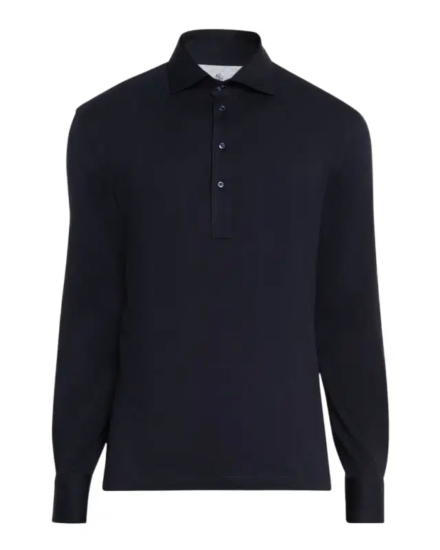 Brunello Cucinelli Men 's Cotton Long-Sleeve Polo Shirt