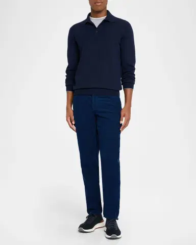 Brunello Cucinelli Men's Premium Cashmere Polo Sweater | Thumbnail 2 Brunello Cucinelli Men's Premium Cashmere Polo Sweater | Thumbnail 2