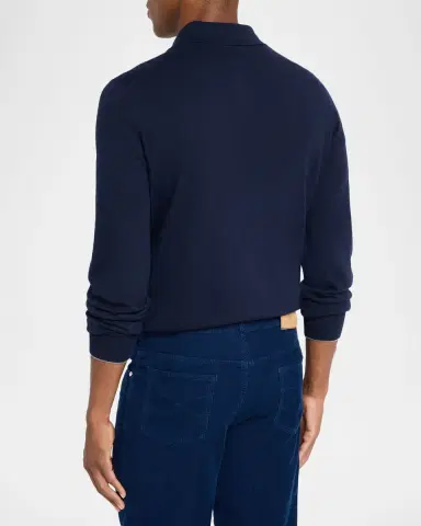 Brunello Cucinelli Men's Premium Cashmere Polo Sweater | Thumbnail 3 Brunello Cucinelli Men's Premium Cashmere Polo Sweater | Thumbnail 3