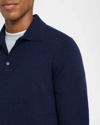 Brunello Cucinelli Men's Premium Cashmere Polo Sweater | Thumbnail 5 Brunello Cucinelli Men's Premium Cashmere Polo Sweater | Thumbnail 5