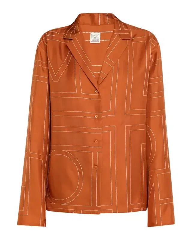 Toteme Monogram Silk Pajama Top