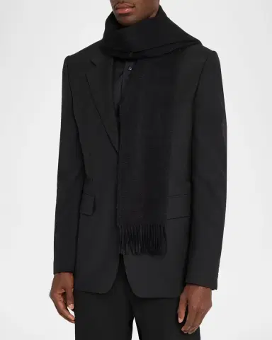 ZEGNA Men's Oasi Cashmere Leather-Label Scarf | Thumbnail 3