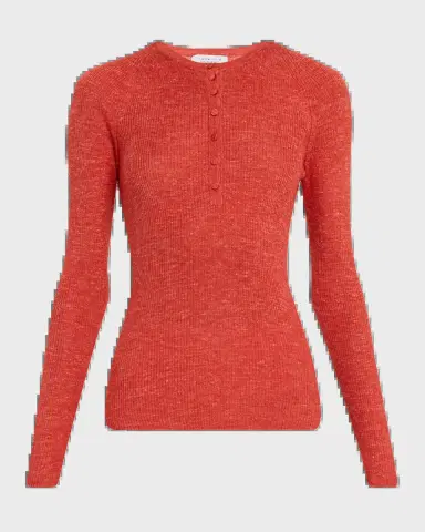 Gabriela Hearst Anges Cashmere Rib Henley Sweater | Thumbnail 2
