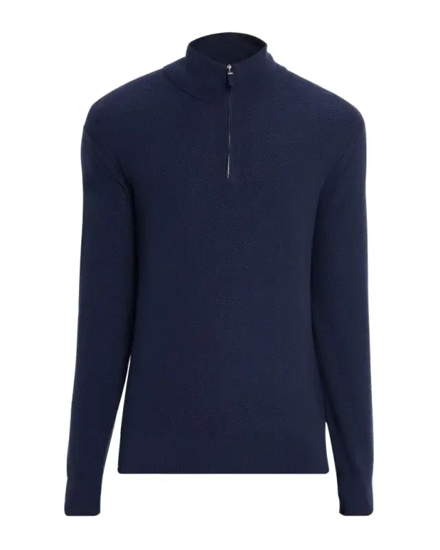 ZEGNA Men 's Cashmere Waffle-Knit Quarter-Zip Sweater